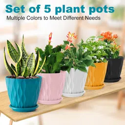 stylex store Plastic Round Flower Pots for Home Planters, Terrace, Garden Indoor & Outdoor Plant Container Set-picture-18