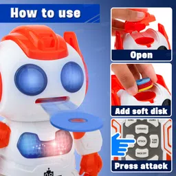 fiddlerz Robot Toy for Kids Remote Control Robot with Soft Disk Launcher Lights & Music image 5