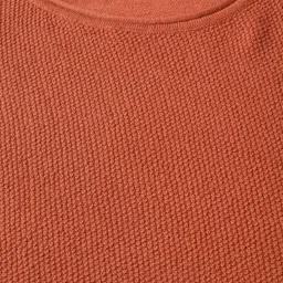 mast & harbour Men Solid Round Neck Brown Sweater image 5