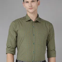 park avenue Men Slim Fit Checkered Formal Shirt image 5