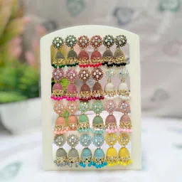 jiyansh trading Fancy Small Girls And Women Earrings Jhumki Combo Pack Cubic Zirconia, Diamond, Quartz, Crystal, Beads, Pearl Alloy Jhumki Earring-picture-12