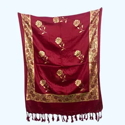ogs Floral Print, Graphic Print, Printed Rayon Women Maroon Scarf, Stole, Fancy Scarf-picture-12