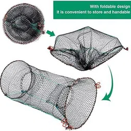 dfn COLLAPSIBLE CYLINDER FISH, CRAB, SHRIMP CATCHING NET TRAP CAGE | SIZE: 40X80CM Aquarium Fish Net image 4