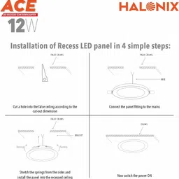 halonix Ace 12-watt Round Led recessed slim downlighter 3000K Yellow light Pack 2 Recessed Ceiling Lamp image 2