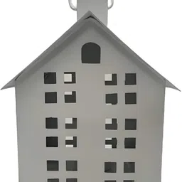 shaurya designs White Hut-Shaped Tealight Lantern White Iron Table Lantern image 2