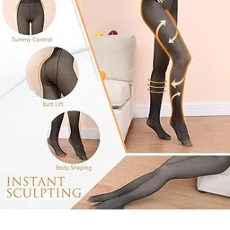 diamond craft thermal fake transculent dual tone Women/Girls Thick Fur Leggings with/Without Socks Winter Wear Full Warm Jeggings|Woolen Thigh Highs,Fleece Pants image 5