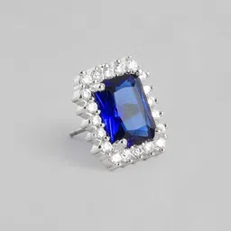 Estele Rhodium-Plated CZ Square Studs image 4