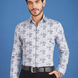 LOUIS STITCH Comfort Opaque Floral Printed Spread Collar Cotton Formal Shirt-image-24