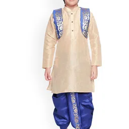 Jeetethnics Boys Beige & Navy Blue Self Design Kurta Set with Jacket-picture-41