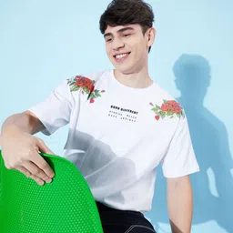 Kook N Keech Men Snow White Floral Pure Cotton Love is in the Air Flower Power T-shirt-picture-50