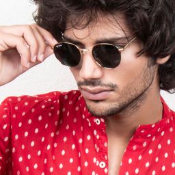 Ted Smith Unisex Grey Lens & Gold-Toned Round Sunglasses with UV Protected Lens - MOON_C11-picture-25