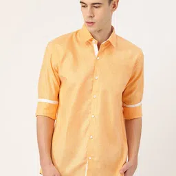 SOJANYA Men Peach-Coloured Classic Regular Fit Self Design Casual Shirt-picture-37