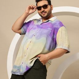 Sztori Plus Size Tie & Dye Cuban Collar Relaxed Fit Casual Shirt-picture-21