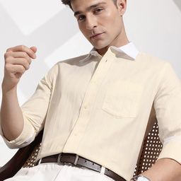 INVICTUS Urban Slim Fit Opaque Striped Pure Cotton Formal Shirt-picture-48