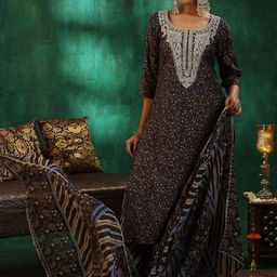 Libas Women Floral Printed Regular Kurta with Trousers & With Dupatta-picture-38