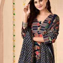 Anouk Women Floral Printed Regular Kurta with Trousers & With Dupatta-image-69