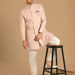 Manyavar Men Self-Design Brocade Sherwani Set-image-25