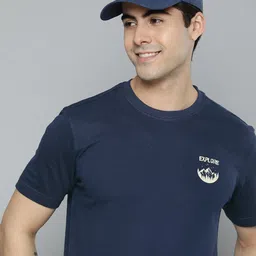 HERE&NOW Men Navy Blue Pure Cotton T-shirt-picture-35