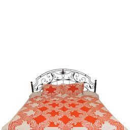 Exotic India Orange Floral Cotton 300 TC Queen Bedsheet With 2 Pillow Covers-picture-37