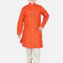 SG YUVRAJ Boys Floral Printed Regular Pure Cotton Kurta With Pyjamas-picture-1