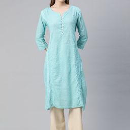 Readiprint Fashions Panelled Thread Work Pure Cotton Kurta-image-60