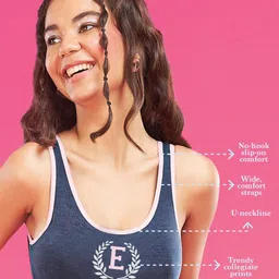 ENAMOR XO Denim Non-Wired Removable Padding Workout Bra With All Day Comfort image 4