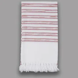 Ramraj Pack Of 3 White & Pink Striped Pure Cotton 150GSM Bath Towels image 3