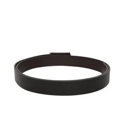 Tommy Hilfiger Unisex Black & Brown Textured Reversible Leather Belt image 4