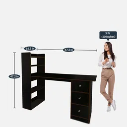 kawachi Professor Writing Table in Oak Brown Finish image 2