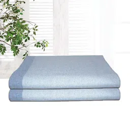 Athom Living Astar Blue 2 Pieces Striped Cotton 210 GSM Bath Towels-image-38
