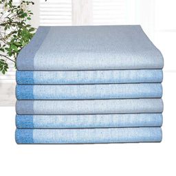 Athom Living Astar Blue 6 Pieces Striped Cotton 210 GSM Bath Towels-picture-5