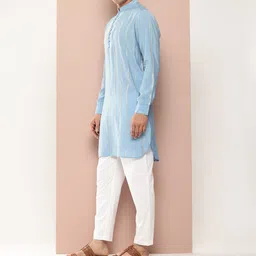 See Designs Embroidered Sequinned Chanderi Silk Kurta with Pyjamas image 4