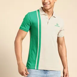 United Colors of Benetton Colourblocked Polo Collar T-shirt image 3