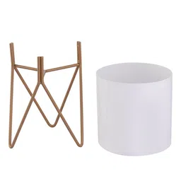 White Metal Desk Planter Set of 1 By Metalsmith image 3