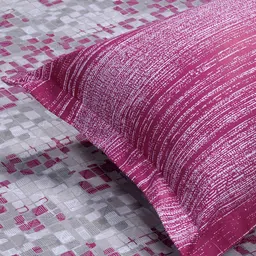 Huesland Burgundy & White Geometric 144 TC Cotton Queen Bedsheet Set-2.43 mx 2.23 m image 2