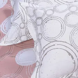 Huesland Peach Geometric Cotton 144 TC Single Bedsheet & 1 Pillow Cover image 4