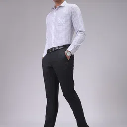 The Indian Garage Co. X Luxe Men Textured Slim Fit Formal Trousers image 3
