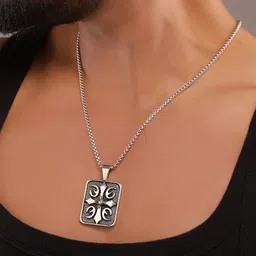The Roadster Lifestyle Co. Silver Plated Embossed pendant & chain-picture-55