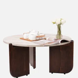 durian Russet Marble Coffee Table In White Finish image 4