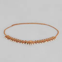 Kord Store Traditional Gold Plated Ruby And Pearl Kamarbandh image 4