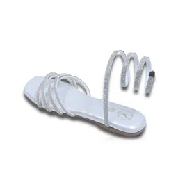 Sana K Luxurious Footwear Women Party Open Toe Flats with Bows image 2