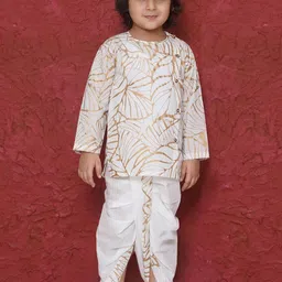 Aj DEZInES Boys Printed Regular Thread Work Pure Cotton Kurta with Dhoti Pants image 1