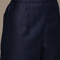 Anouk Women Navy Blue Floral Embroidered Regular Kurta with Palazzos & With Dupatta image 2