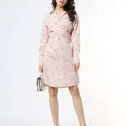 Women Floral Print Shirt Dress-image-34