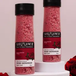 Soulflower Unisex Pack of 2 Rose Geranium Sustainable Bath Salt image 1