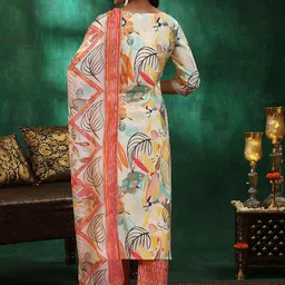 Libas Women Floral Printed Regular Gotta Patti Kurta with Trousers & With Dupatta image 5