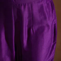 Indo Era Purple Ethnic Motifs Zari Embroidered Kurta with Trousers & With Dupatta image 3