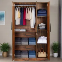 mintwud from pepperfry Maya 3 Door Wardrobe In Vintage Sheesham Finish image 2