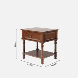opaque studio Undulate Teak Wood End Table In Teak Finish image 2