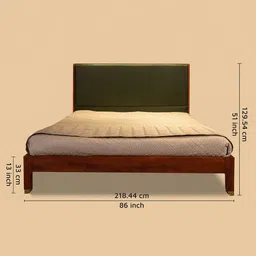 three sixty Stanford Leather King Size Bed In Green Finish image 2